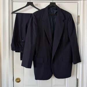 Vintage Navy Blue Suit, Made in USA, Union Made